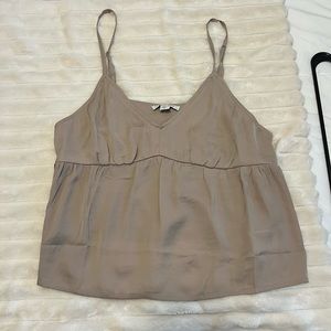 American Eagle Light brown tank top with ruffle bottom and adjustable straps